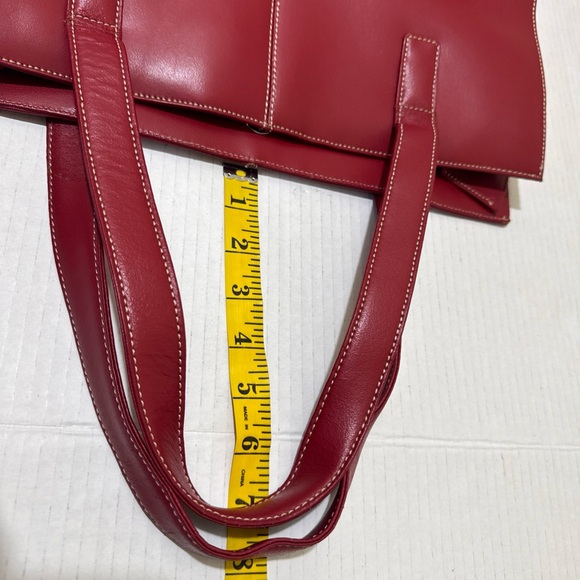 Vintage Wilson’s Leather Red Shoulder Tote Bag Women’s Laptop Bag Multi-Pockets - Picture 11 of 11
